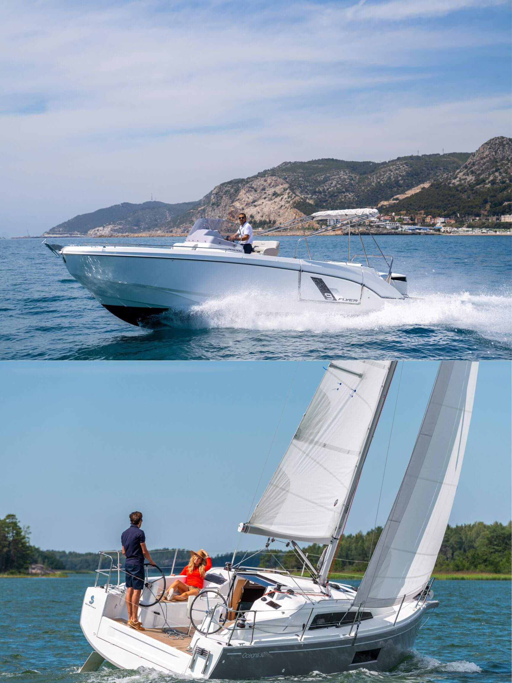 2 images of people taking sailing lessons in Marina del Rey.