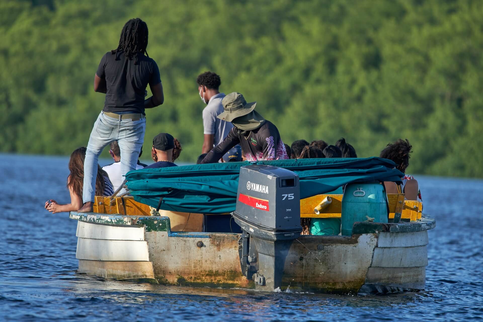 beautiful shot of a floating boat in a river